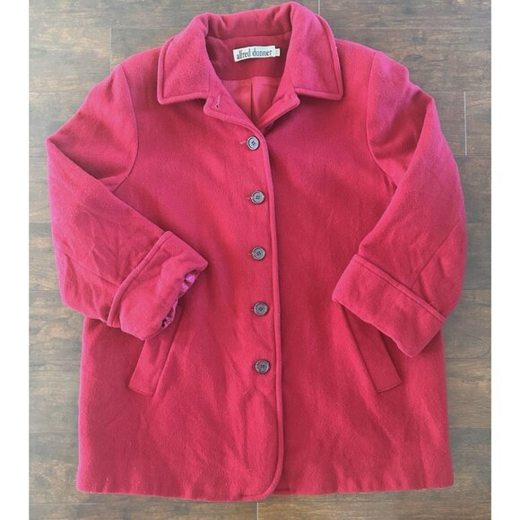 ALFRED DUNNER Peacoat Jacket Women 18W Wool Red Warm Lined Pockets USA - Picture 1 of 10